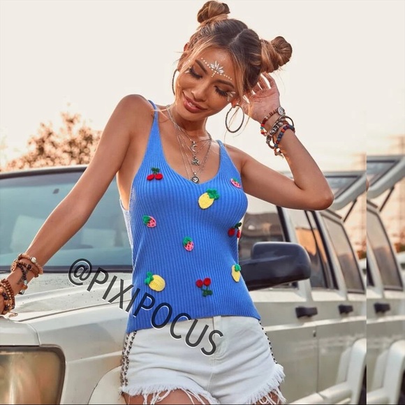 Zara Tops Zara Embroidered Fruit Knit Top Poshmark